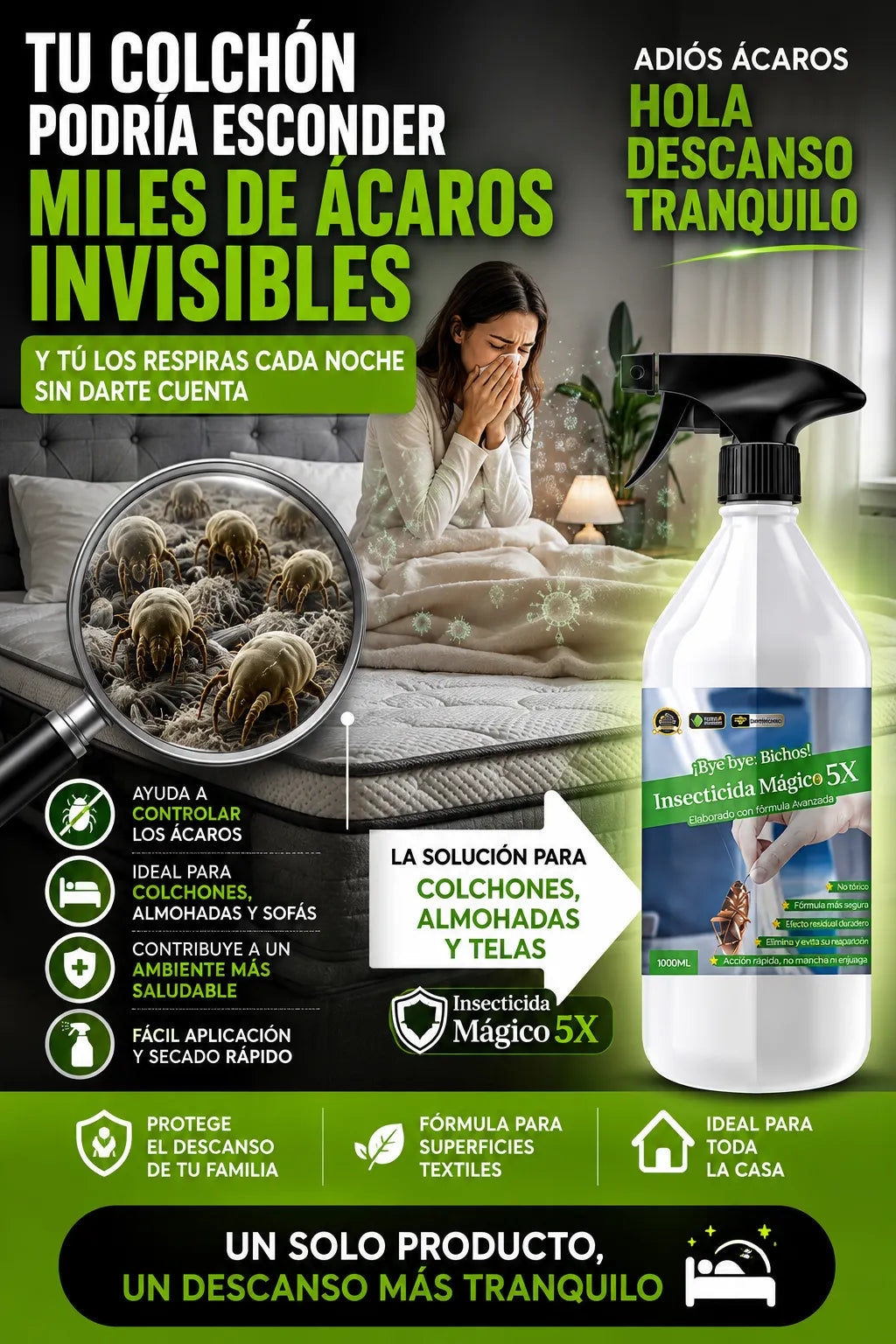ZeroAcaros 5x- Máxima eficacia para un hogar libre de insectos.