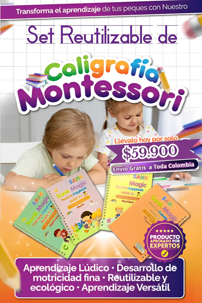 Set Reutilizable de Caligrafia Montessori 2026