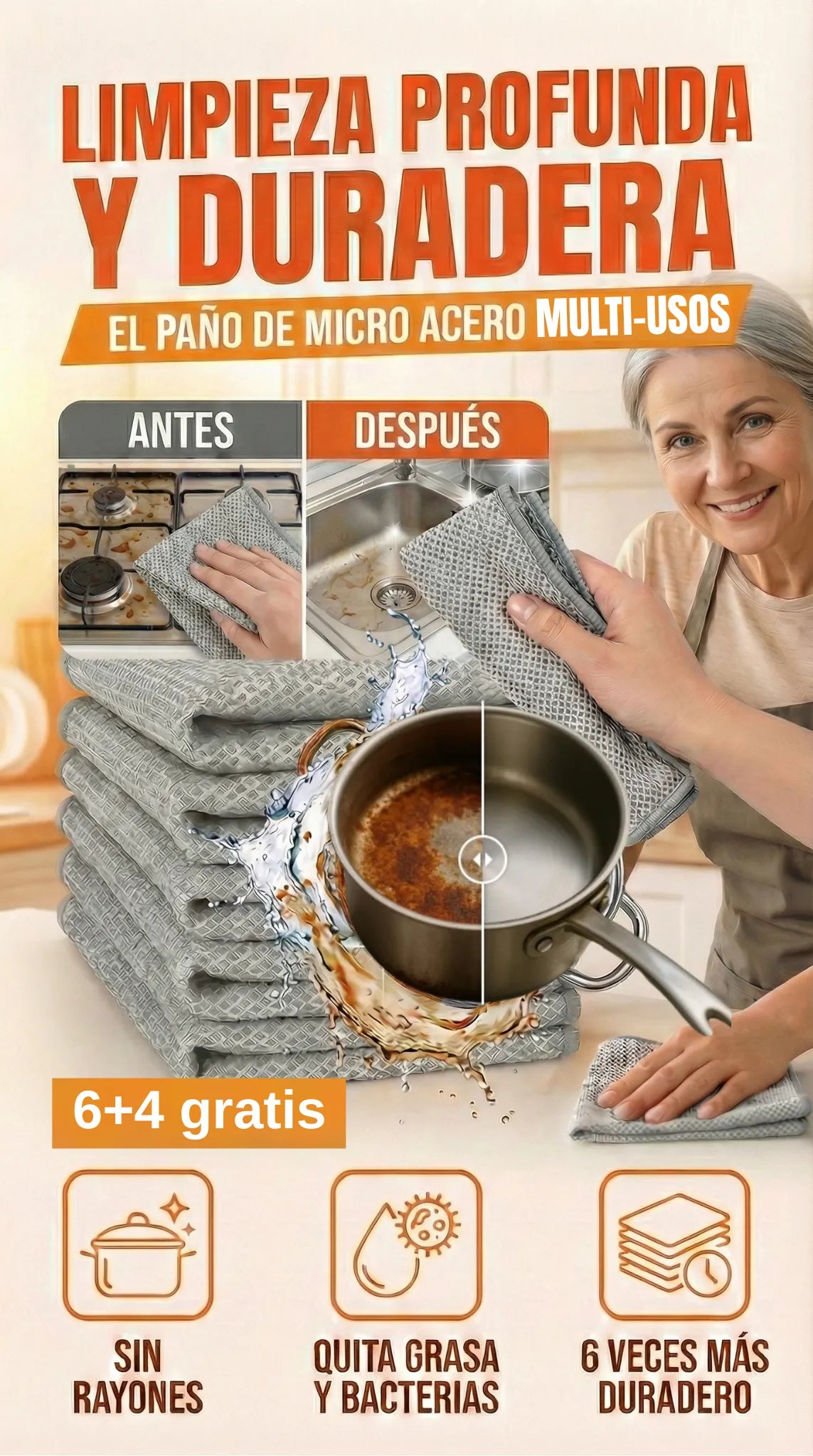 x10 Paños Micro Acero de cocina Multi-Usos