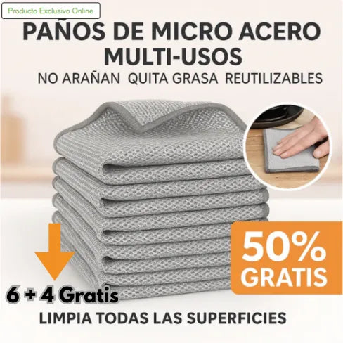 10 Paños de Micro Acero Multi-Usos