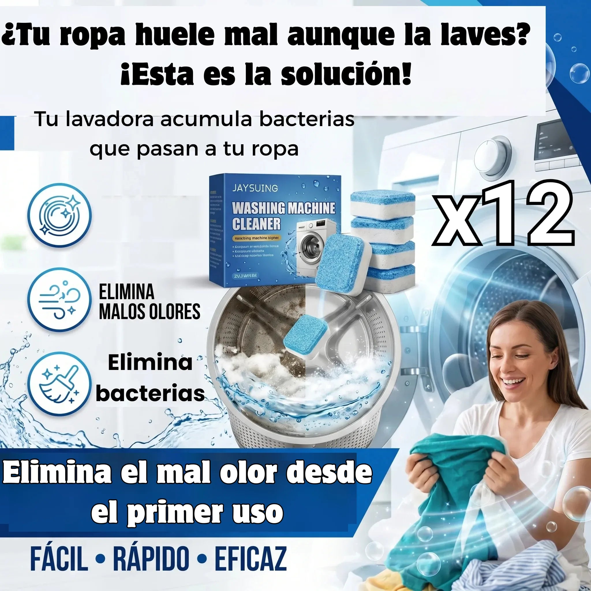 Pastillas x 12 OlorCero™| Elimina bacterias y suciedad oculta